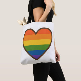 Bolsa Tote Coração do Orgulho LGBTQ+ Kawaii