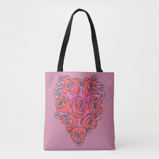 Bolsa Tote Coração do saco dos rosas (Frente)