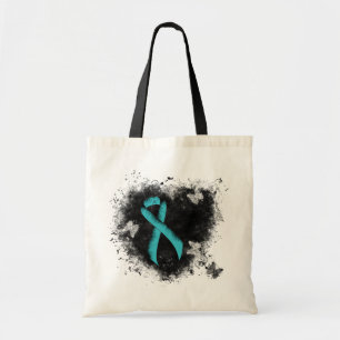 Bolsa Tote Coração do Téal Ribbon Grunge