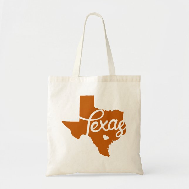 Bolsa Tote Coração do Texas Laranja Queimado (Frente)