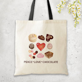 Bolsa Tote Coração Docente de Chocolate de Paz Personalizado