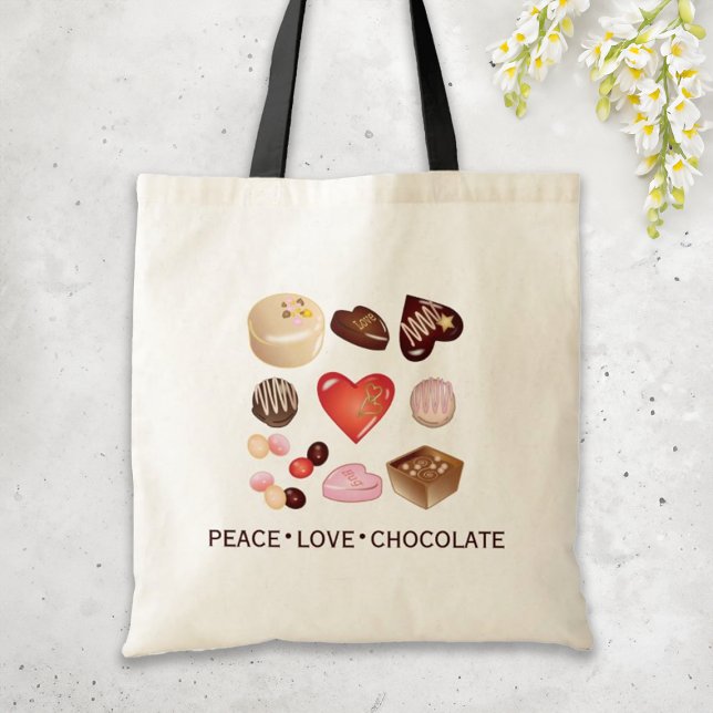 Bolsa Tote Coração Docente de Chocolate de Paz Personalizado (Criador carregado)