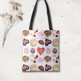 Bolsa Tote Coração Docente Moderno de Chocolate Personalizado