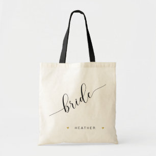 Bolsa Tote Coração Dourado do Simple Modern Bridal Party