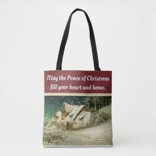 Bolsa Tote Coração e casa do Natal