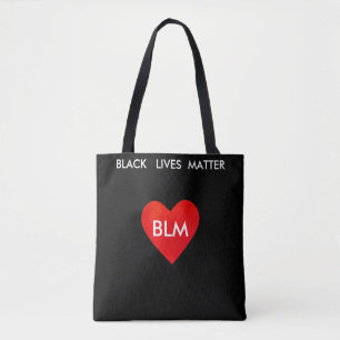 Bolsa Tote Coração e texto Black Lives Matter em preto