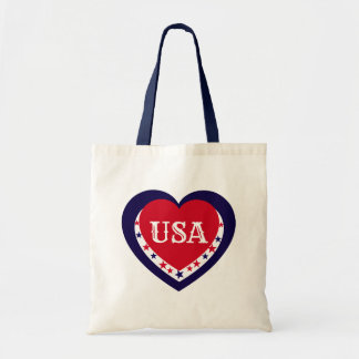 Bolsa Tote Coração Festivo Vermelho Branco Azul Patriótico do