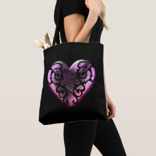 Bolsa Tote Coração filigrana do rosa do gótico