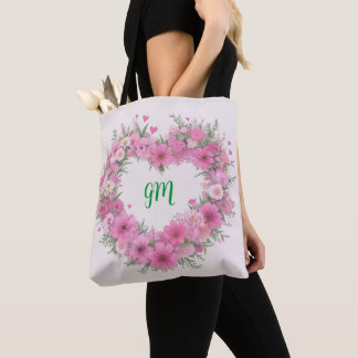 Bolsa Tote Coração Floral Rosa Personalizado
