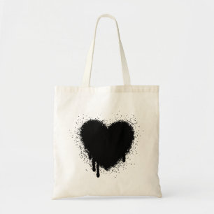Bolsa Tote Coração Grunge - Preto