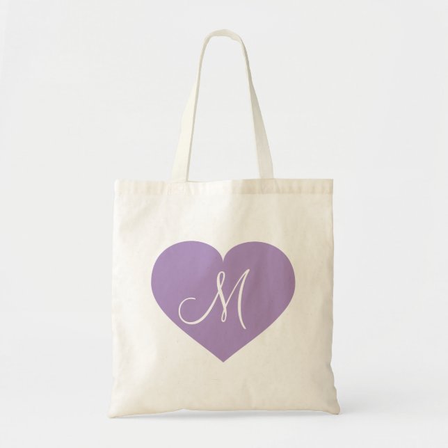 Bolsa Tote Coração Lavanda Monograma (Frente)