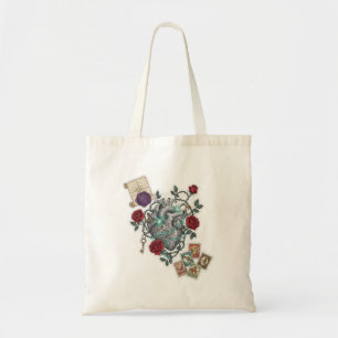 Bolsa Tote Coração Mecânico com Rosas – Arte Surrealista Vint