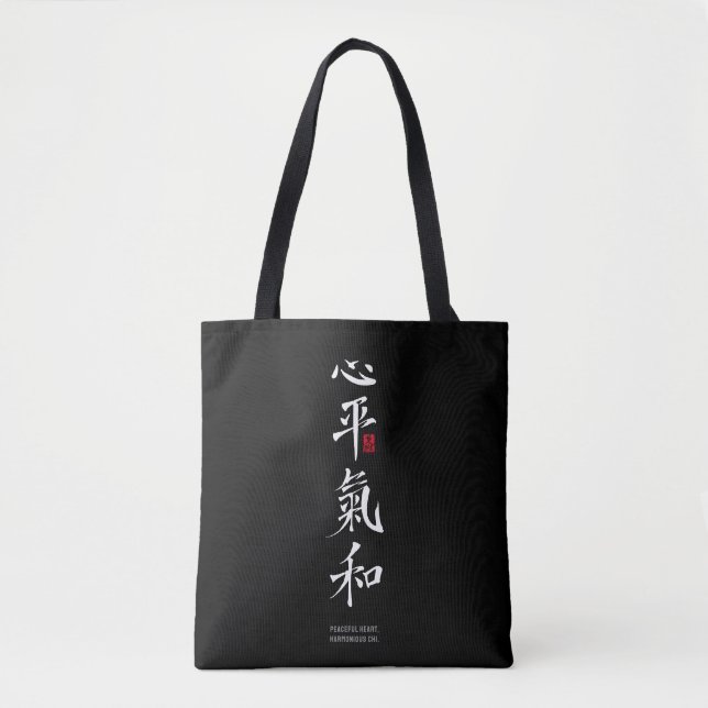 Bolsa Tote Coração Pacífico, Chi Harmonioso - Kanji (Frente)