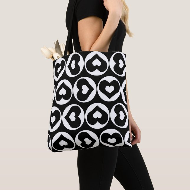 Bolsa Tote Coração Padrão de Amor Negrito (Close Up)