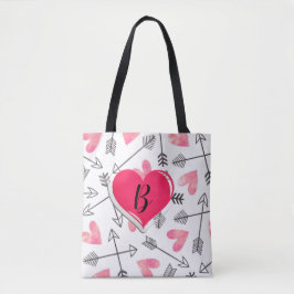 Bolsa Tote Coração personalizável, cor-de-rosa e preto