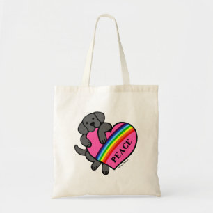 Bolsa Tote Coração preto do arco-íris de Labrador