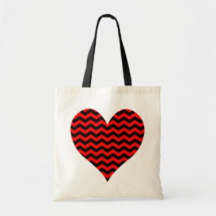 Bolsa Tote Coração preto e vermelho de Chevron