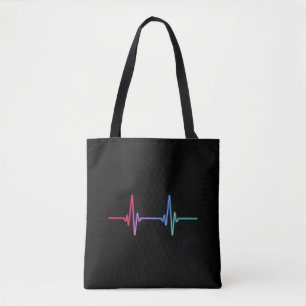 Bolsa Tote Coração Pulsando Arco-íris Orgulho Aliado LGBTQ 
