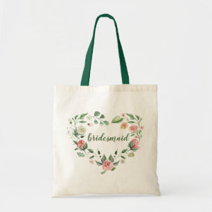 Bolsa Tote Coração Romântico Coroa de Rosa em Aquarela Damas 