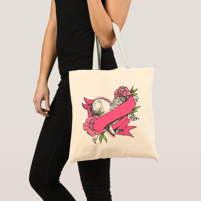 Bolsa Tote Coração & rosas (Frente (produto))