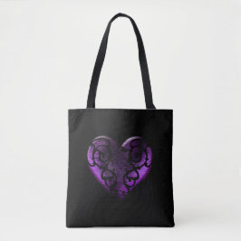 Bolsa Tote Coração Roxo Gótico Filigree