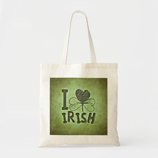 Bolsa Tote Coração Ruas irlandesas de Shamrock. Dia de Patric (Frente)