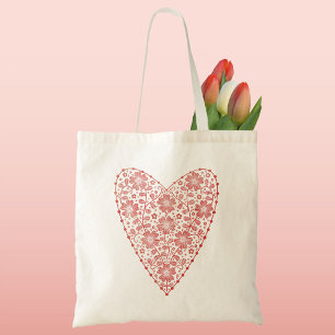 Bolsa Tote Coração - Vermelho Escandinavo Branco