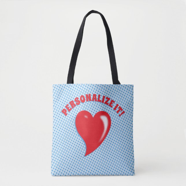 Bolsa Tote Coração Vermelho Pop Art (Frente)