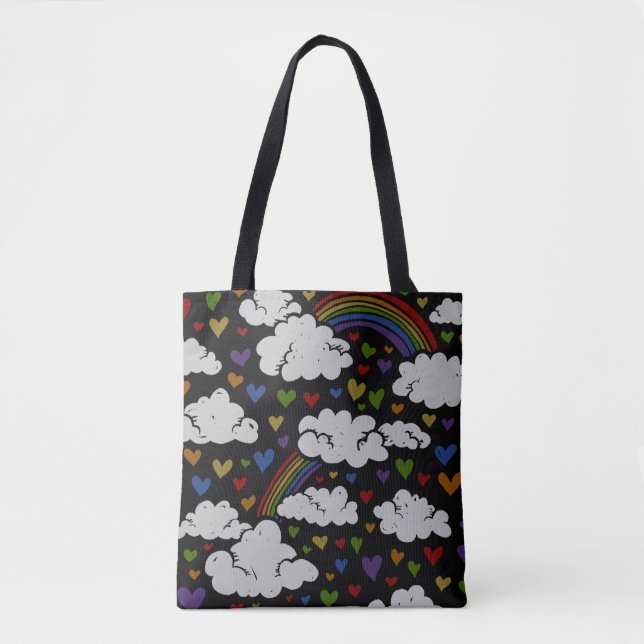 Bolsa Tote Corações Arco-Íris dos anos 80 (Frente)