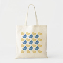 Bolsa Tote Corações, Azul e Amarelo