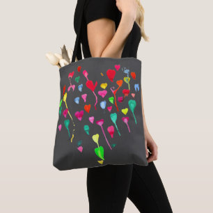 Bolsa Tote Corações belos do arco-íris coloridos à água