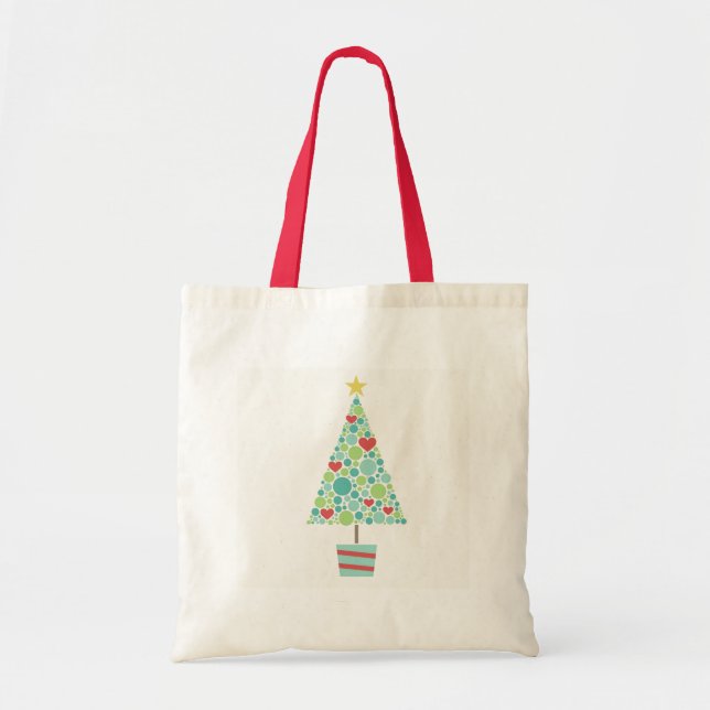 Bolsa Tote Corações bonitos pastam árvore de Natal moderna (Frente)