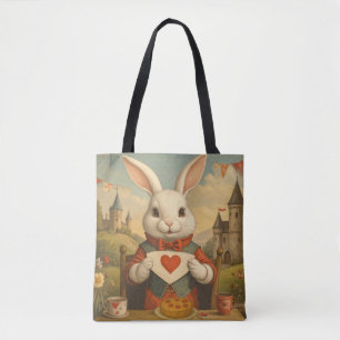 Bolsa Tote Corações Caprichosos do Coelho Branco Enfeitiçam o