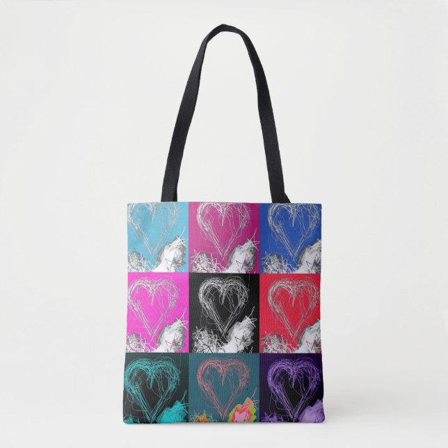 Bolsa Tote Corações Coloridos  (Frente)