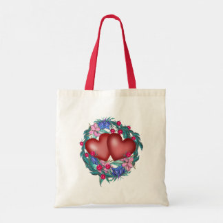 Bolsa Tote Corações com coroa de flores