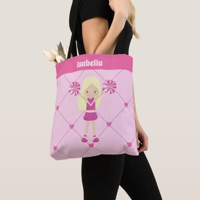 Bolsa Tote Corações Cor-de-rosa Cheerleader Bonito Menina Loi (Close Up)