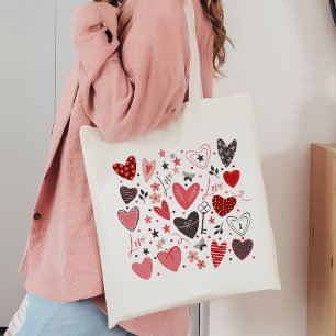 Bolsa Tote Corações de Amor Artístico Encantador
