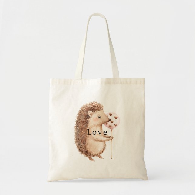 Bolsa Tote Corações de Amor deouriço Fofo (Frente)