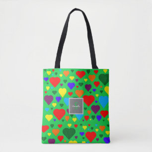 Bolsa Tote Corações de Amor em Verde