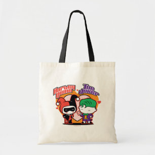 Bolsa Tote Corações de Chibi Harley Quinn e Chibi