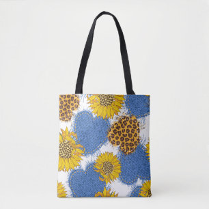 Bolsa Tote Corações de Denim feitos de tecido com bordas ra