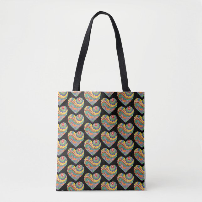 Bolsa Tote Corações de Mandala (Frente)