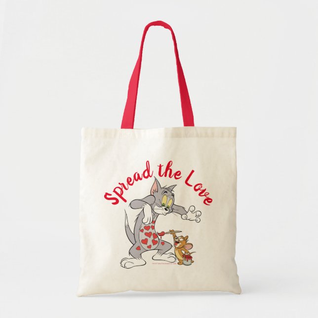 Bolsa Tote Corações de Namorados de Pintura de Tom & Jerry (Frente)