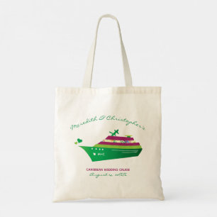 Bolsa Tote Corações de Nave Verde de Casamento
