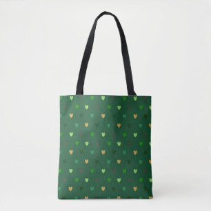 Bolsa Tote Corações de polca em verde florestal
