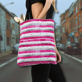Bolsa Tote Corações de prata em rosa no dia dos namorados em 