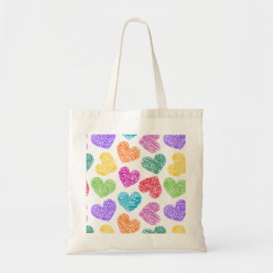 Bolsa Tote Corações desenhados à mão vibrantes Bag