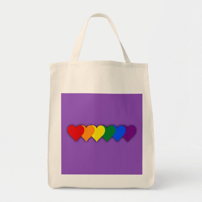 Bolsa Tote Corações do orgulho LGBT (Frente)