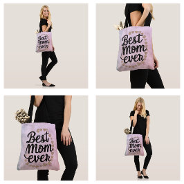 Bolsa Tote Corações Dourados Script Moderno Melhor Mãe do Mun