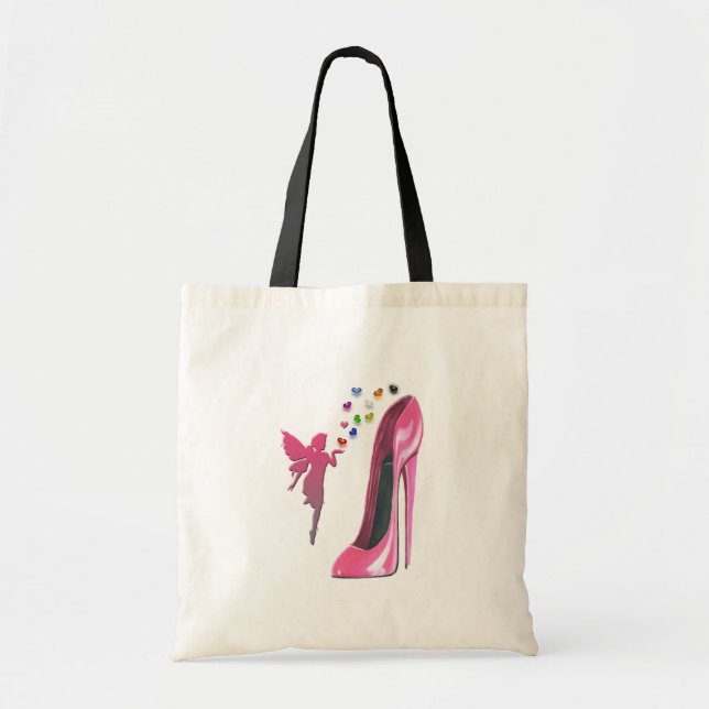 Bolsa Tote Corações e arte feericamente cor-de-rosa dos (Frente)